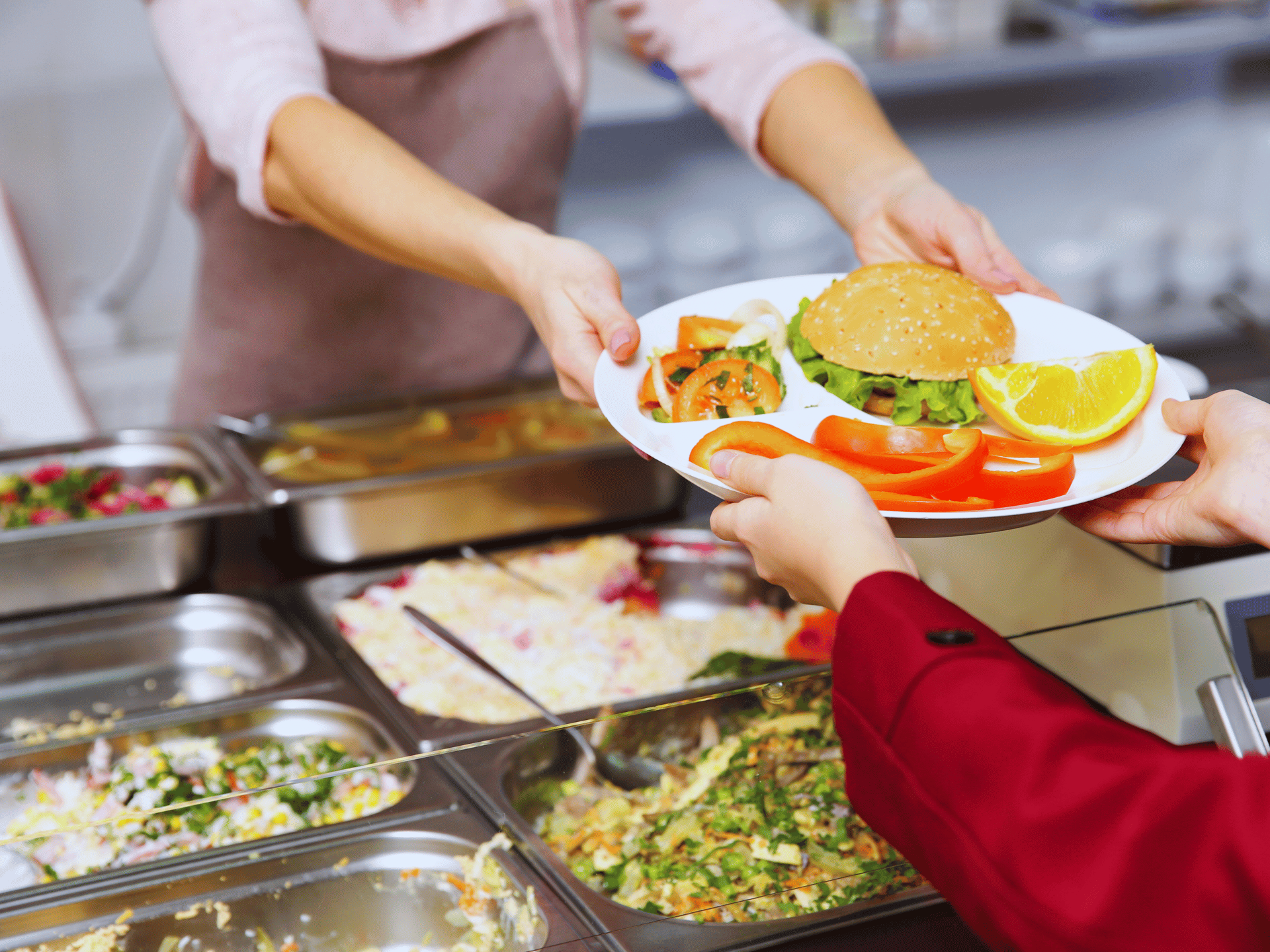 School canteen serving food - nationwide cooking oil collection coverage